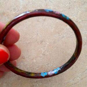 Vintage Red Cloisonne Oriental Bangle Bracelet